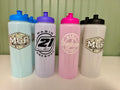Kids water bottle — pink with white logo