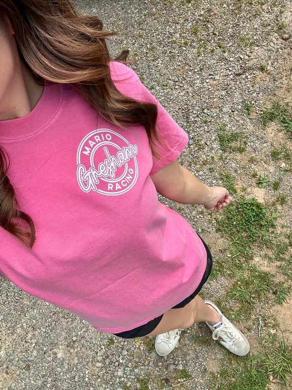 Pink circle MGR logo tee