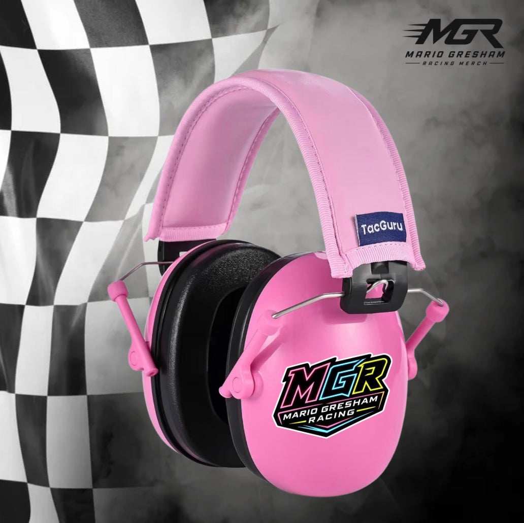 Kids pink Raceday earmuffs noise cancelling