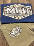 Navy MGR camo logo tee