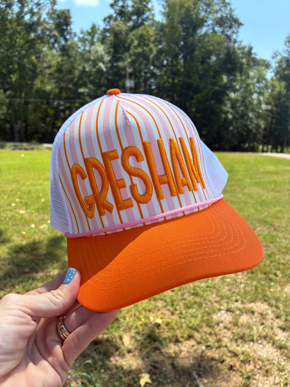 Trendy Gresham Embroidered hat.