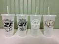 Clear glitter MGR logo cup (black design)