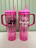 40 oz pink timber with black logo