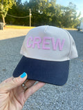 Crew hat, navy/pink/tan